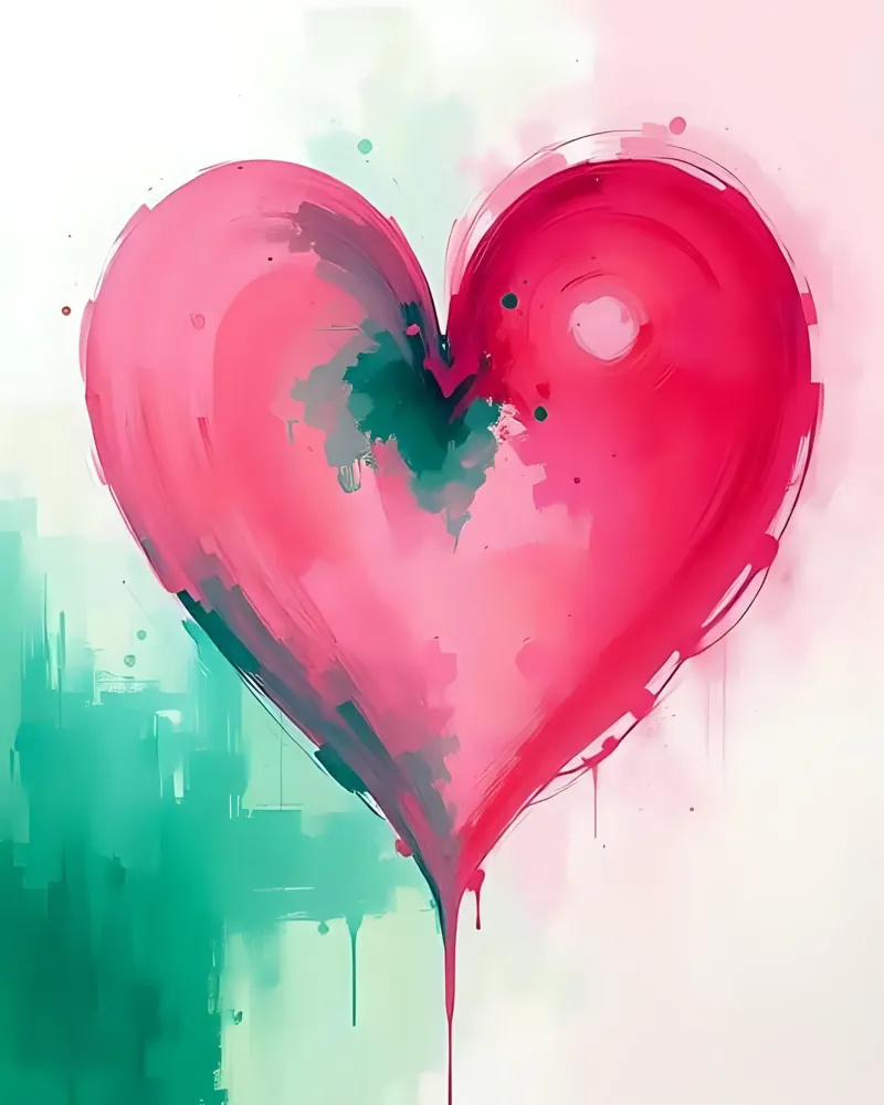 cuore_rosa_verde_3 carta hahnemühle da Pink- und LoveArt by LK