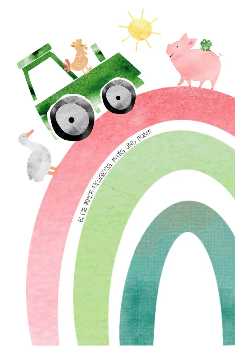 Bauernhof - neugierig, mutig, bunt poster con telaio in plastica da maramirage