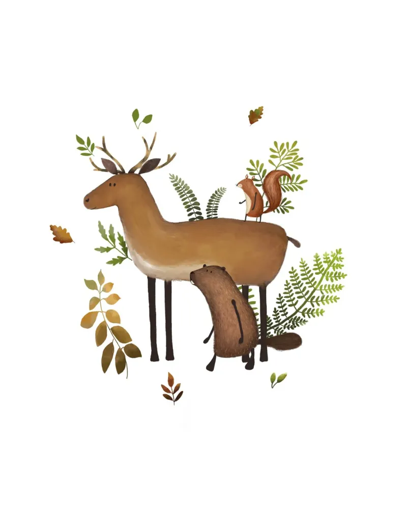 Forest Friends Gathering - Whimsical Woodland Animal Print acrylic glass by Urchin Bay Art