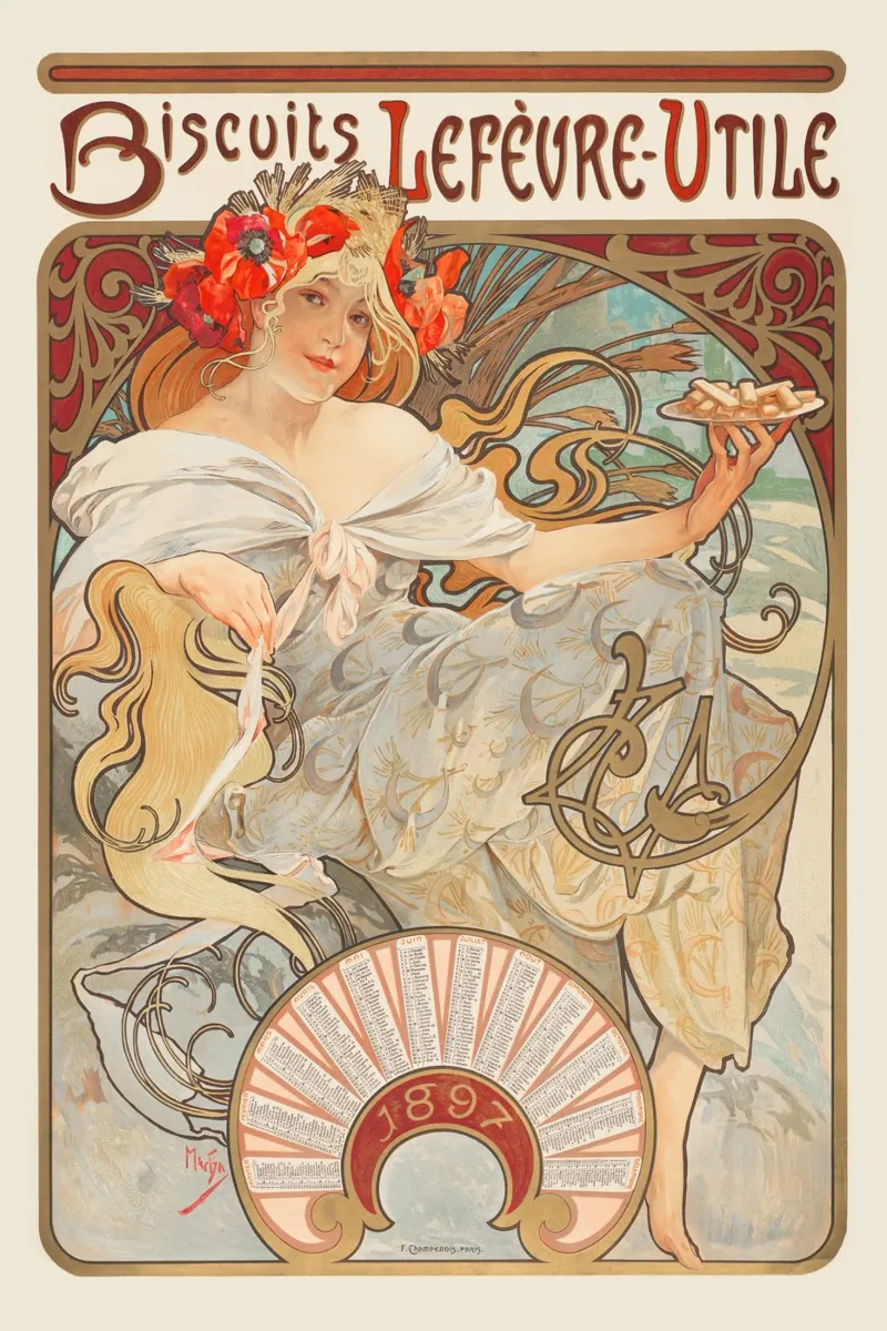 Alfons Mucha - Biscotti Lefèvre Utile pellicola backlit da Old Masters