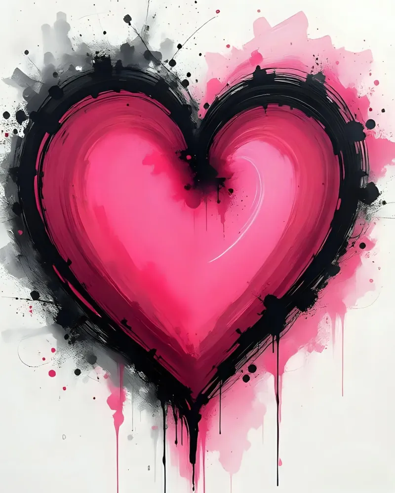 cuore_rosa_nero_3 carta hahnemühle da Pink- und LoveArt by LK