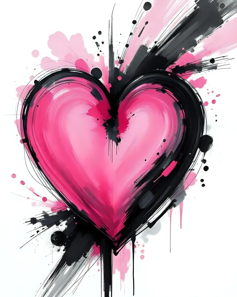 cuore_rosa_nero_4 carta hahnemühle da Pink- und LoveArt by LK