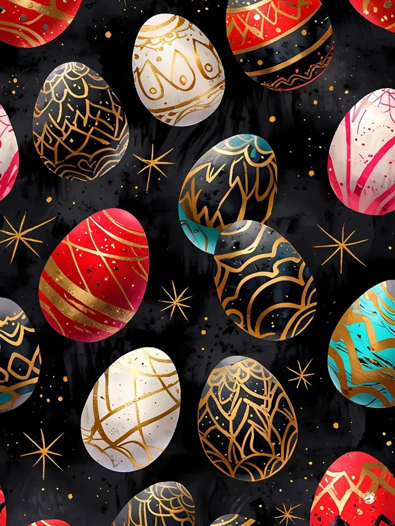 Uovo di Pasqua dorato e colorato tela con Cornice a cassetta da LM2KONE