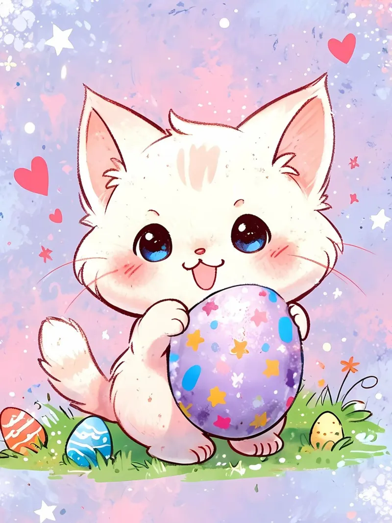 Easter Egg Cute Cat canvas with Floater frame by LM2KONE