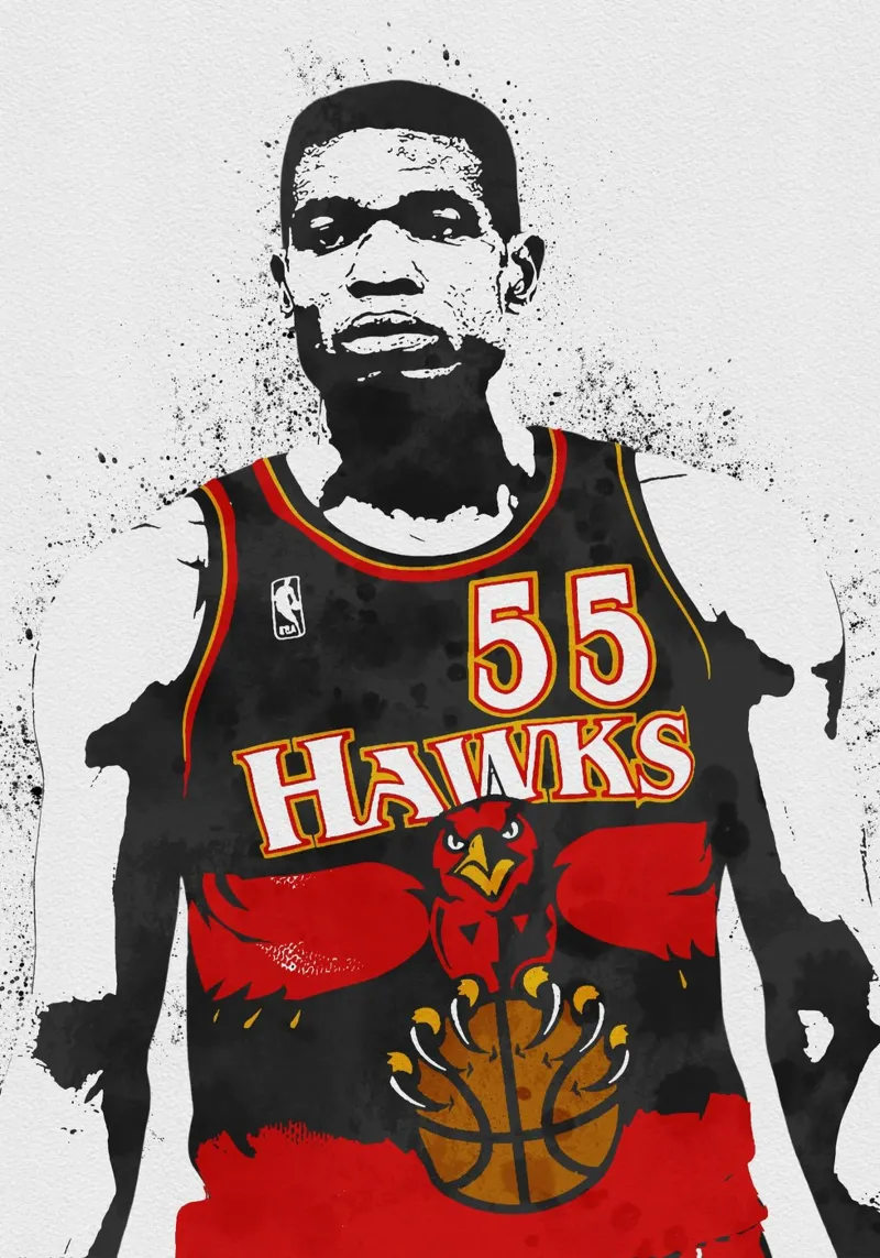 Dikembe Mutombo  Atlanta Hawks pellicola backlit da tenten