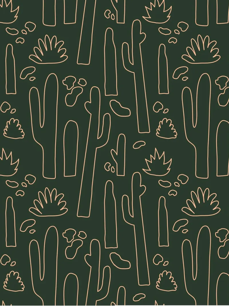 Kaktus Line-Art Muster – Minimalistisches Wüsten-Design pellicola backlit da DrawAndWander