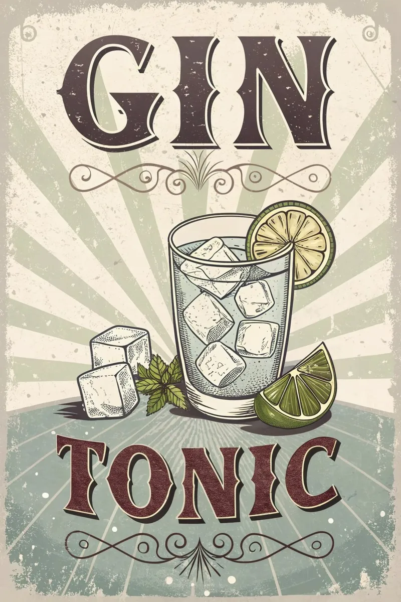 Gin Tonic Plakat Jahrgang Hahnemühle von 🎁 ARTVI-SHOP