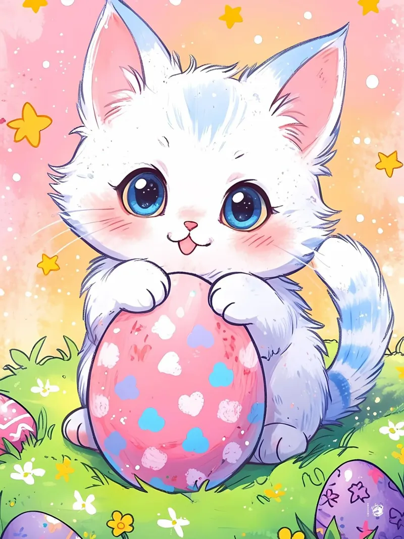 Easter Egg Cat Cute canvas with Floater frame by LM2KONE