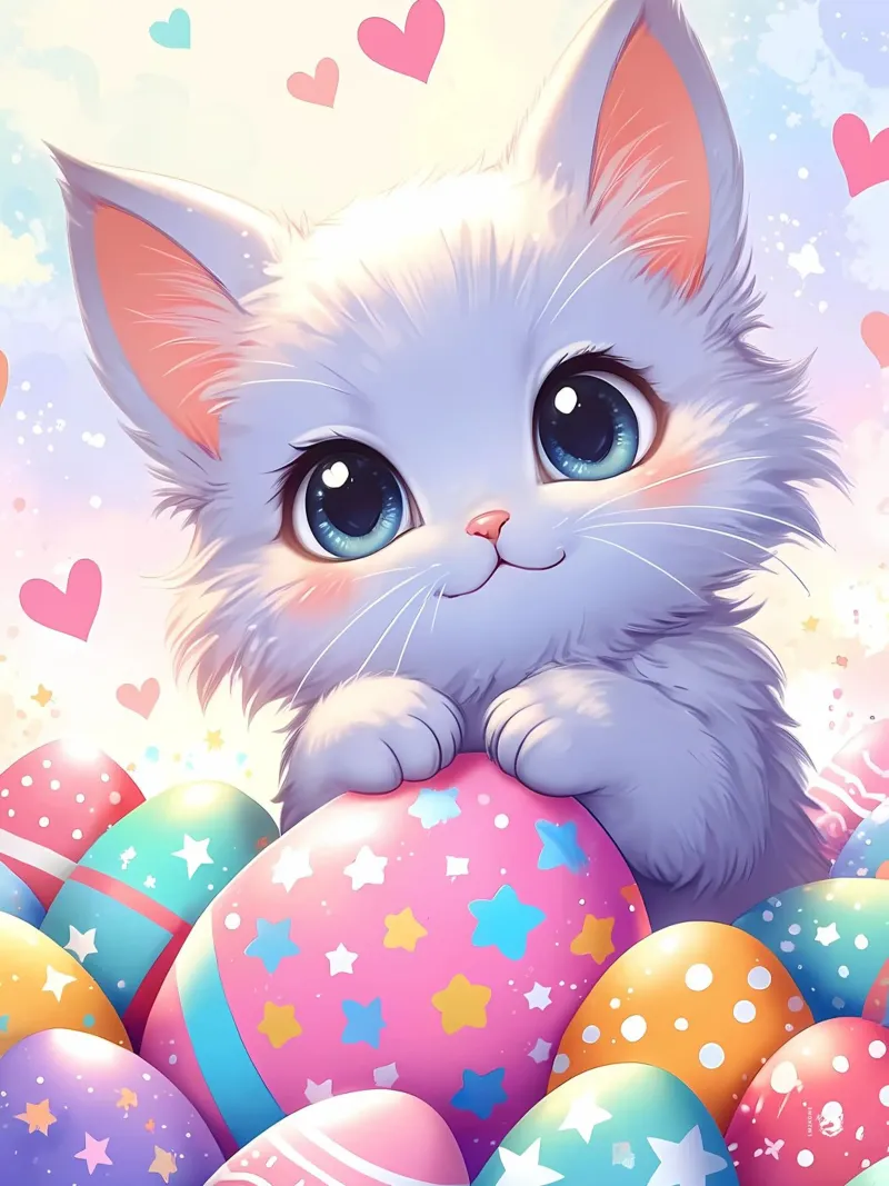 L'amore per le uova di Pasqua dei gatti pellicola backlit da LM2KONE