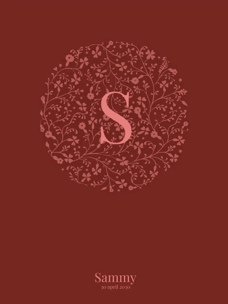 poster di nascita con cerchio di fiori, nome e data poster da ALLÉE DE PAPIER