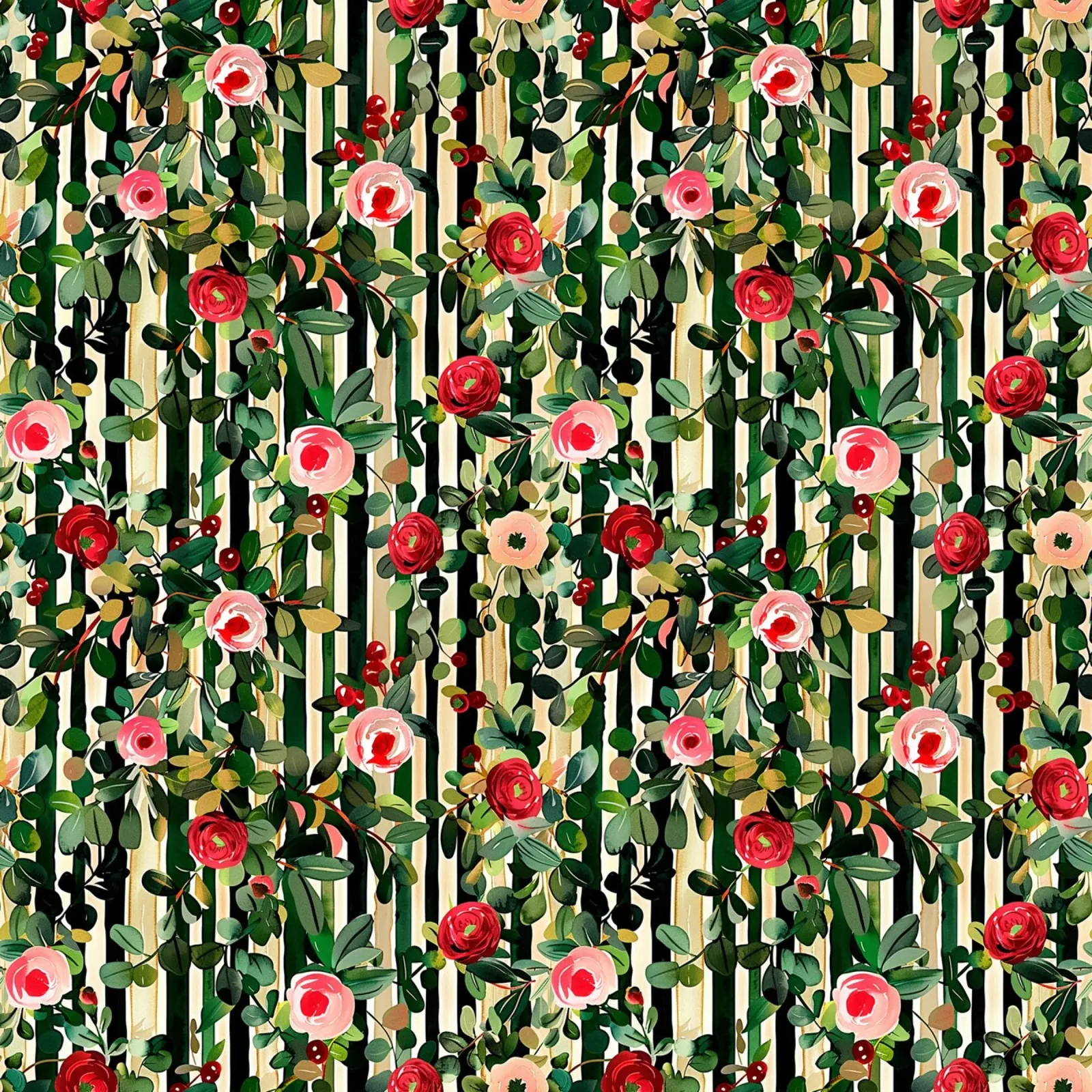 Green and Red Florals alluminio dibond da Sunflower Soul Studio
