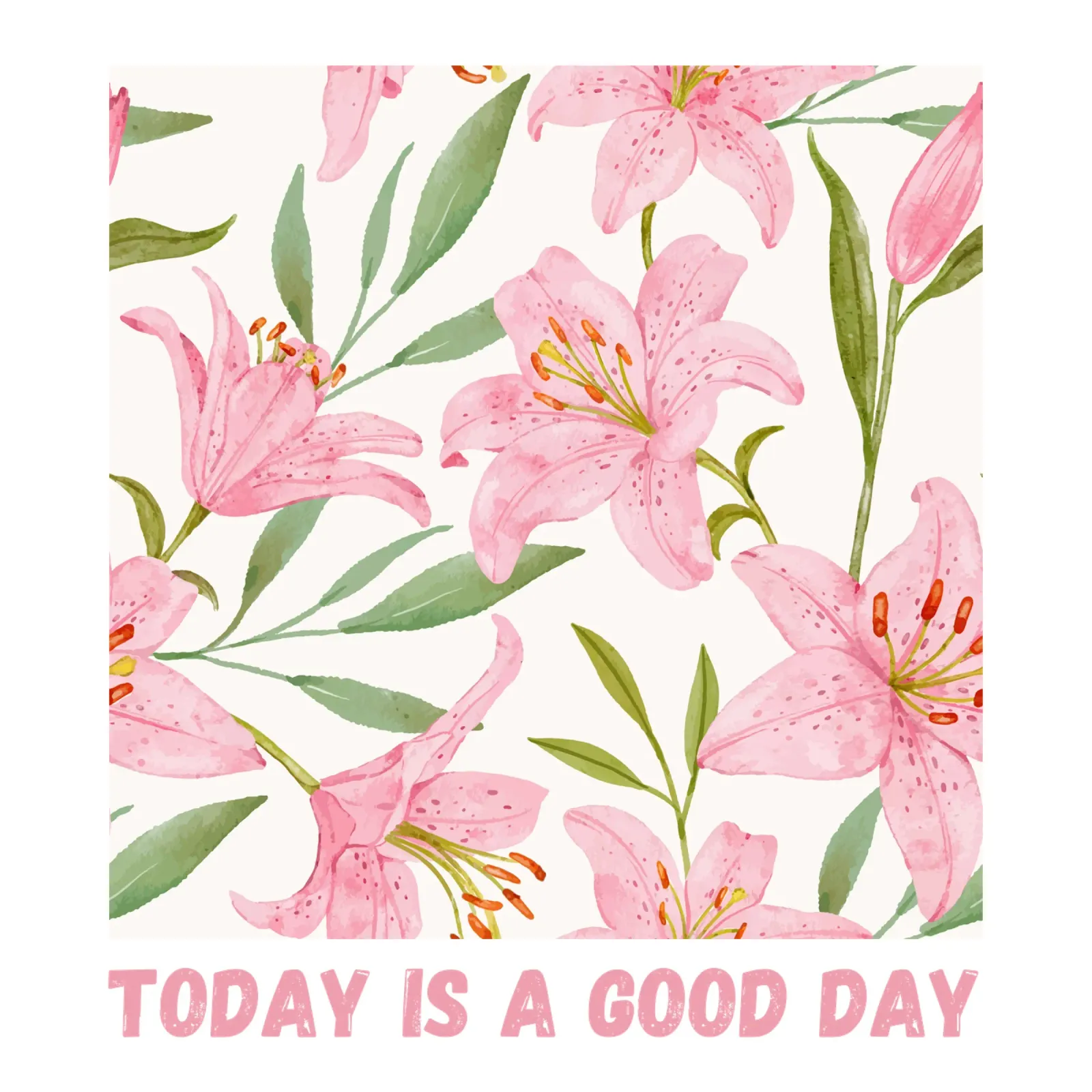 Today is a good day pink lilies pattern hahnemühle by Mostly Pink