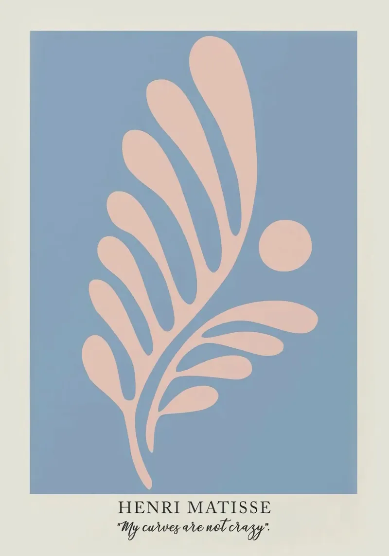 Henri Matisse - Ritagli astratti Blu Rosa poster con telaio in legno da Perdana shop