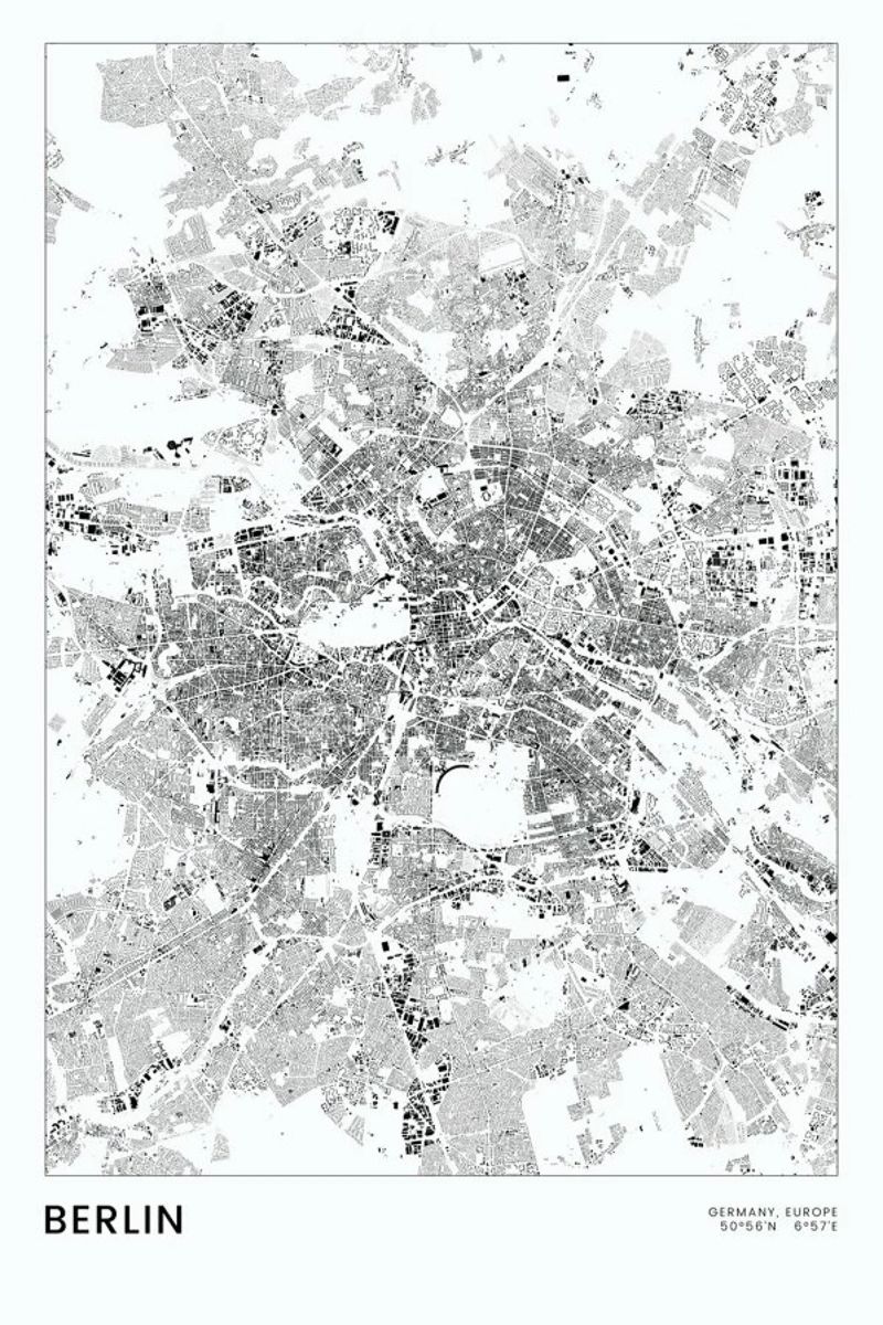 Berlin Map plexiglass da The Cartography Collection