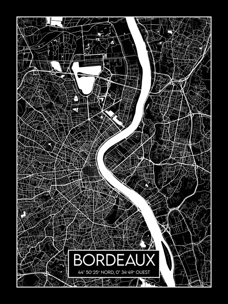 Bordeaux zwarte kaart canvas met Baklijst van Frame the World