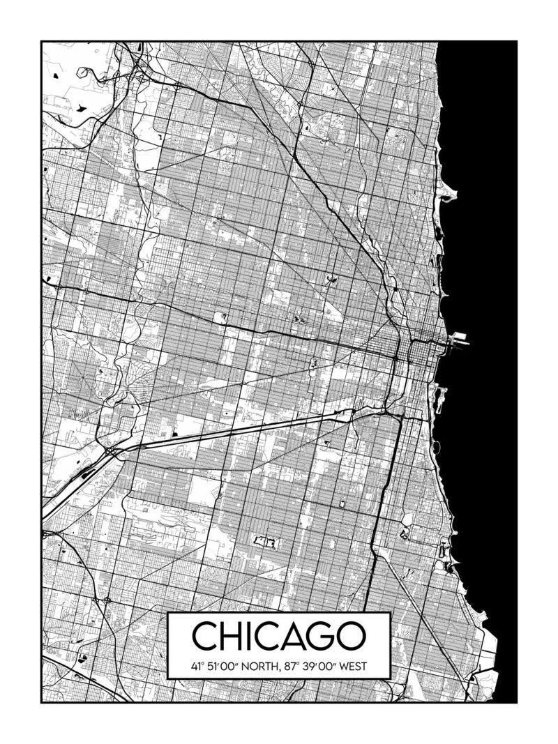 Carte de Chicago poster by Frame the World