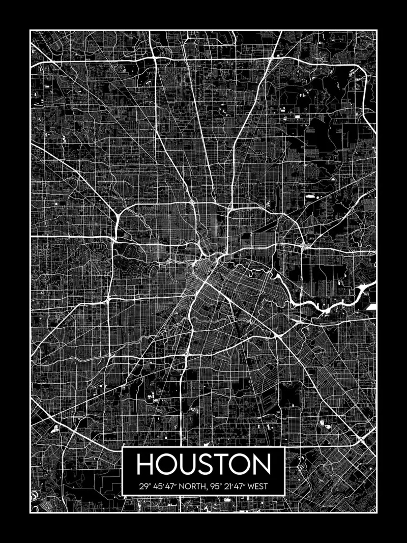 Houston nocturne canvas met Baklijst van Frame the World