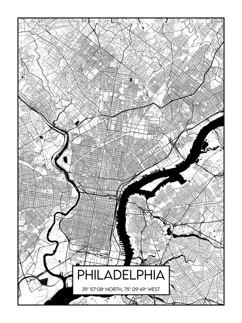 Mappa di Filadelfia poster da Frame the World