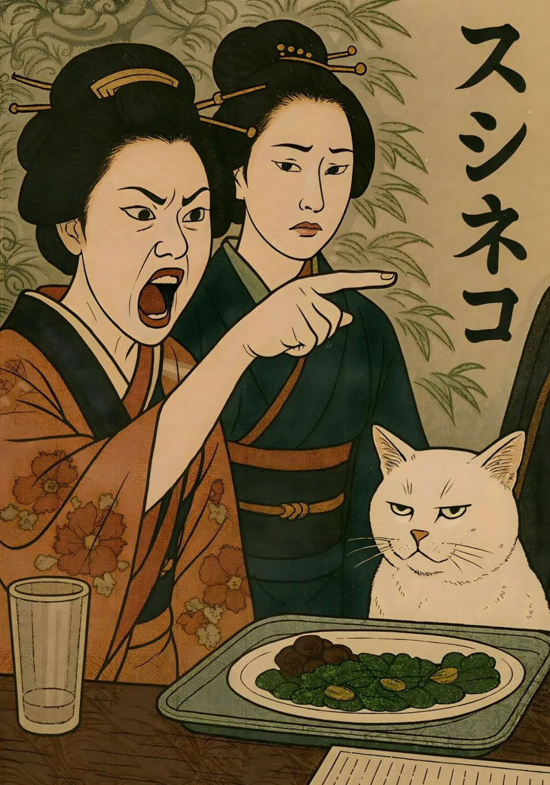 Woman Yelling at a Cat Japanese Meme pellicola backlit da Lootprint