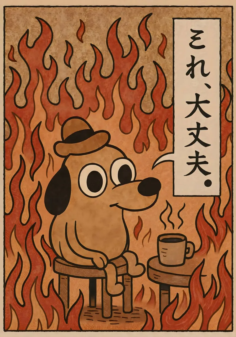 This Is Fine Dog Meme pellicola backlit da Lootprint