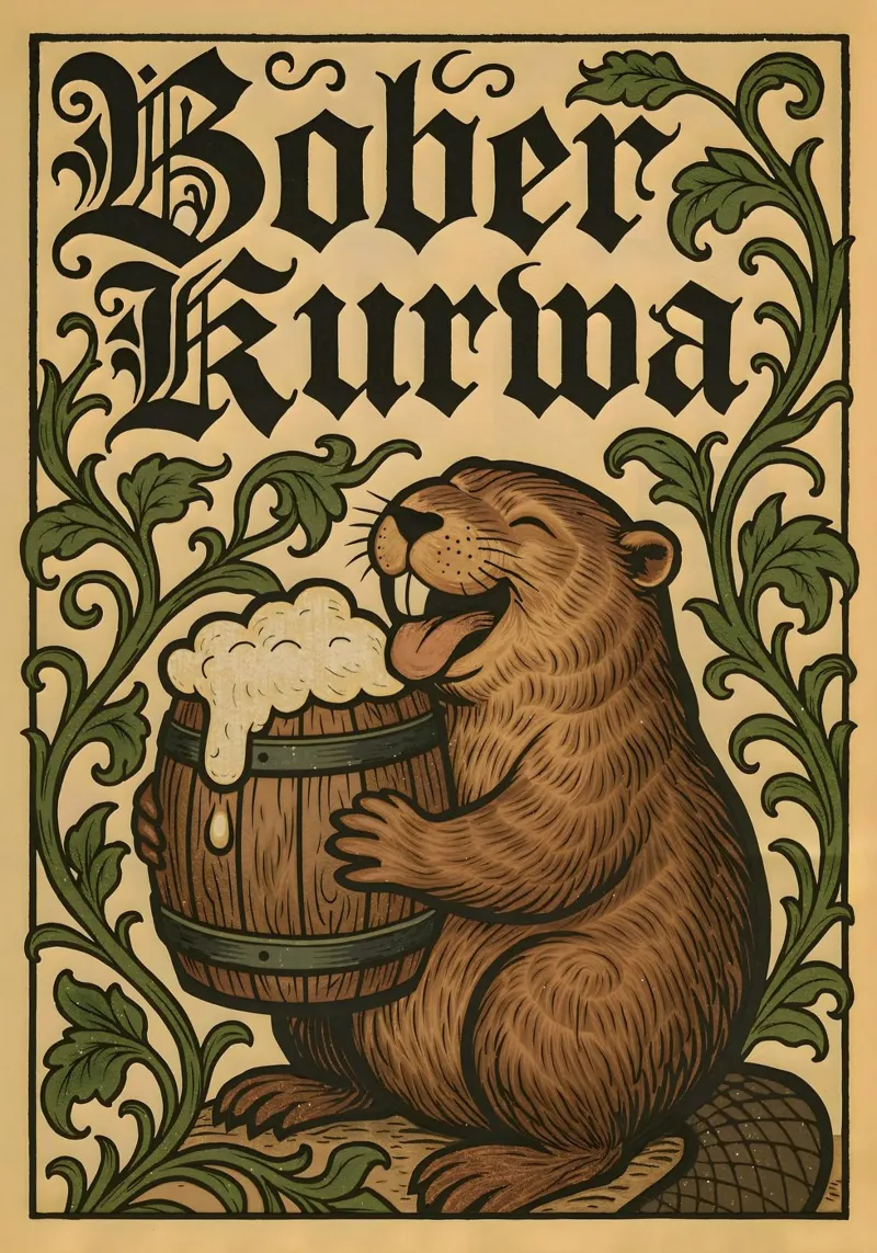 Bober Kurwa Vintage Beer Art tela con Cornice a cassetta da Lootprint