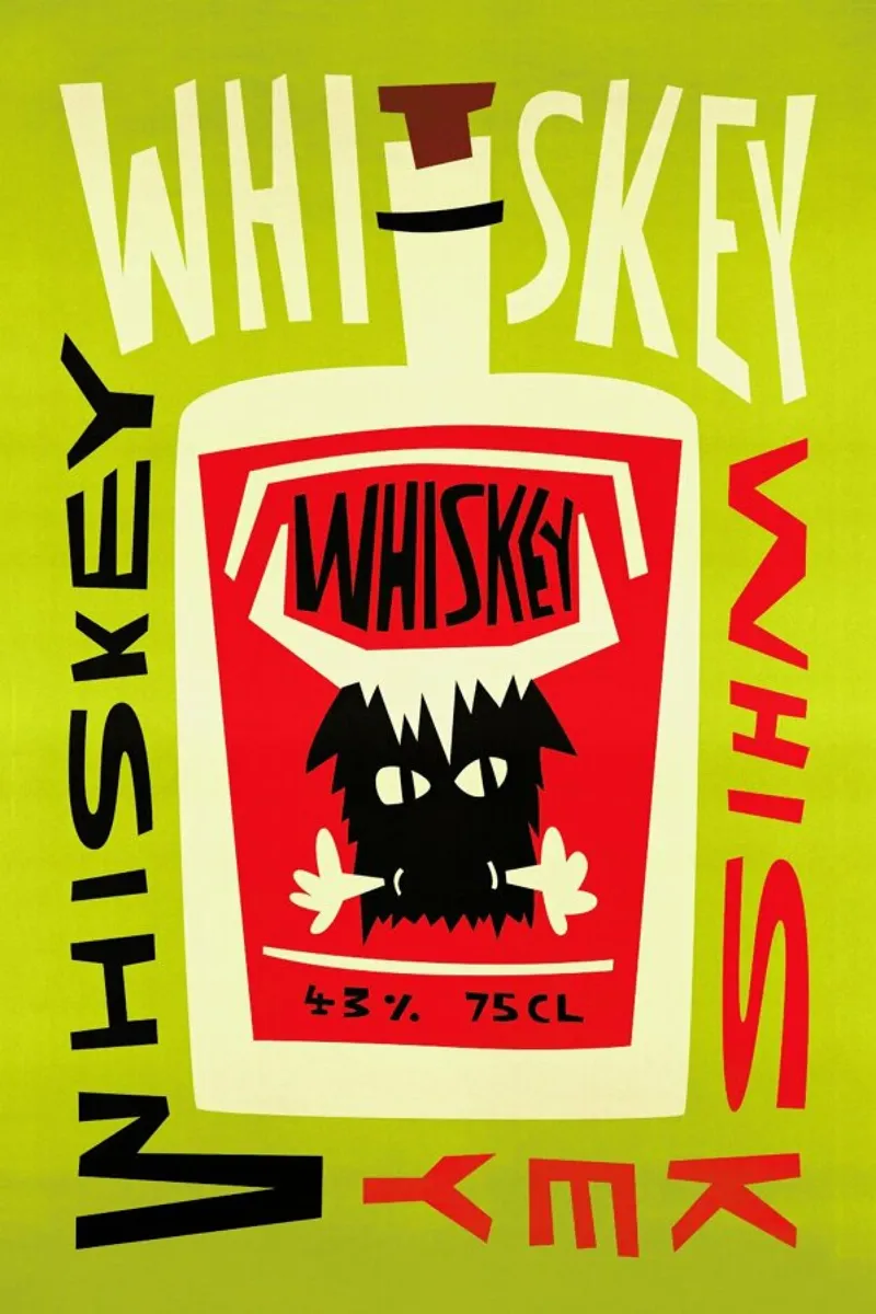 Whiskey Whiskey poster avec cadre en plastique de Fox & Velvet