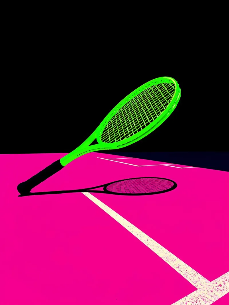 Tennisschläger - Pop Art Leinwand mit Schattenfugenrahmen von ColorCrash Gallery