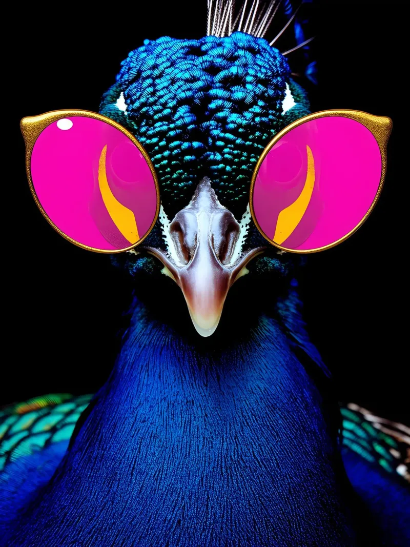 Pavone con occhiali da sole - Pop Art pellicola backlit da ColorCrash Gallery
