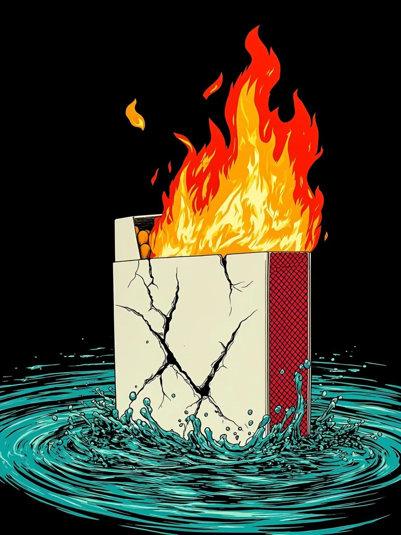 Scatola di sigarette in fiamme - Pop Art pellicola backlit da ColorCrash Gallery