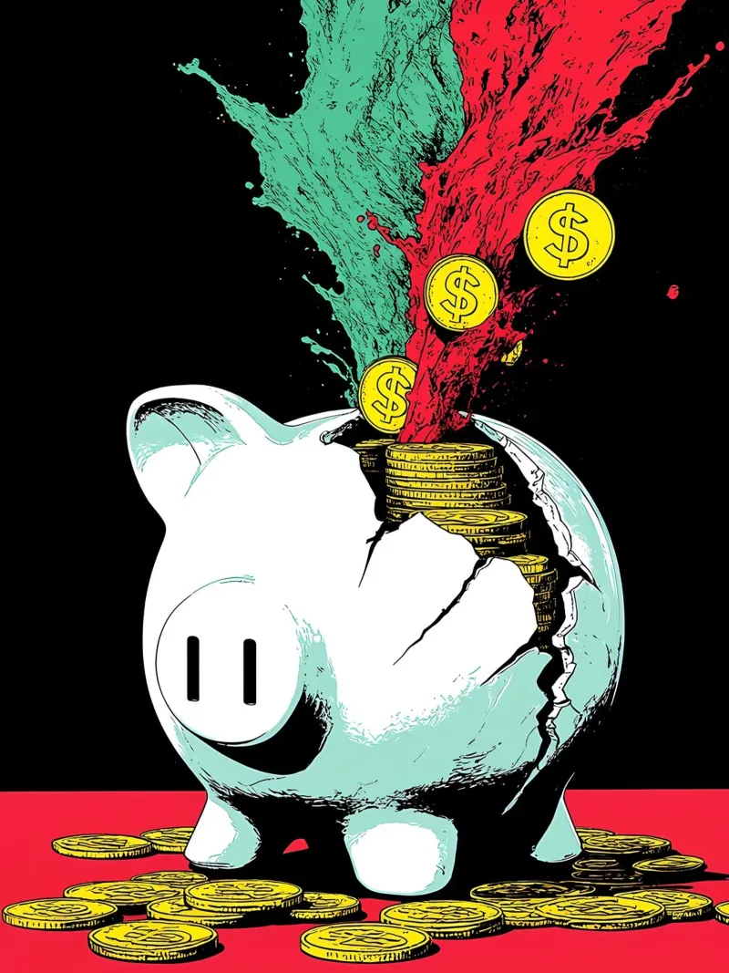 Salvadanaio con monete - Pop Art alluminio dibond da ColorCrash Gallery