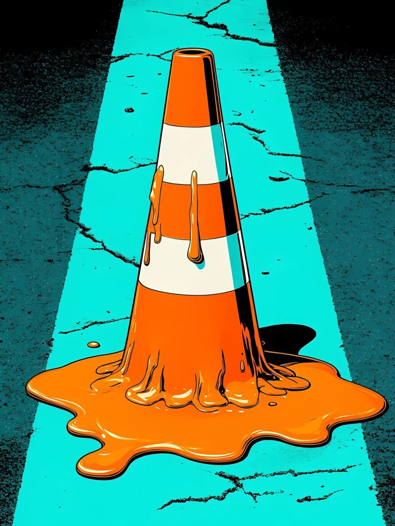 Fundición de conos de tráfico - Pop Art lámina retroiluminada de ColorCrash Gallery