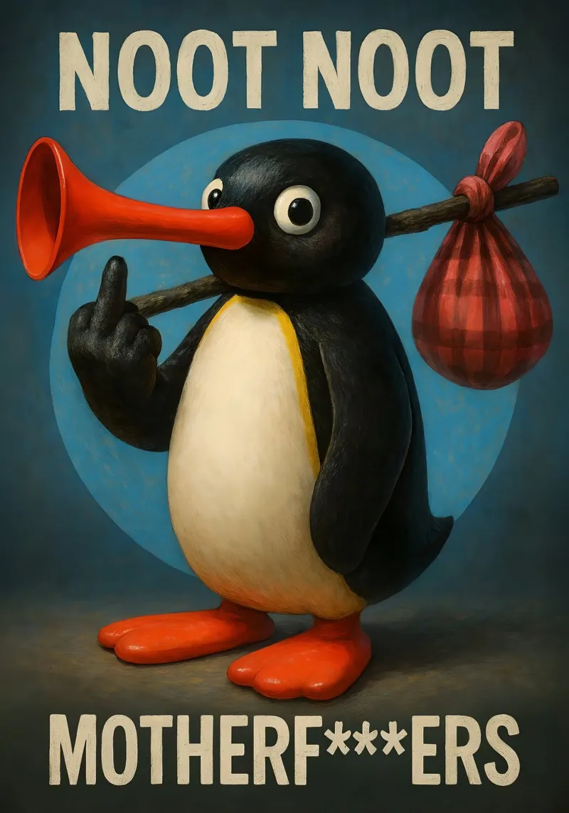 Noot Noot Motherfuckers Penguin Art pellicola backlit da Lootprint