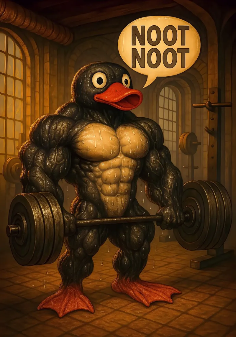 Pumping Pingu Gym Art pellicola backlit da Lootprint