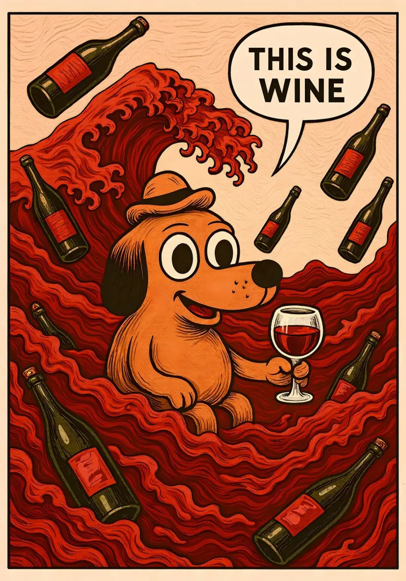 This Is Wine Meme tela con Cornice a cassetta da Lootprint