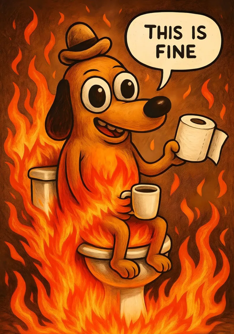 This Is Fine Toilet Meme pellicola backlit da Lootprint