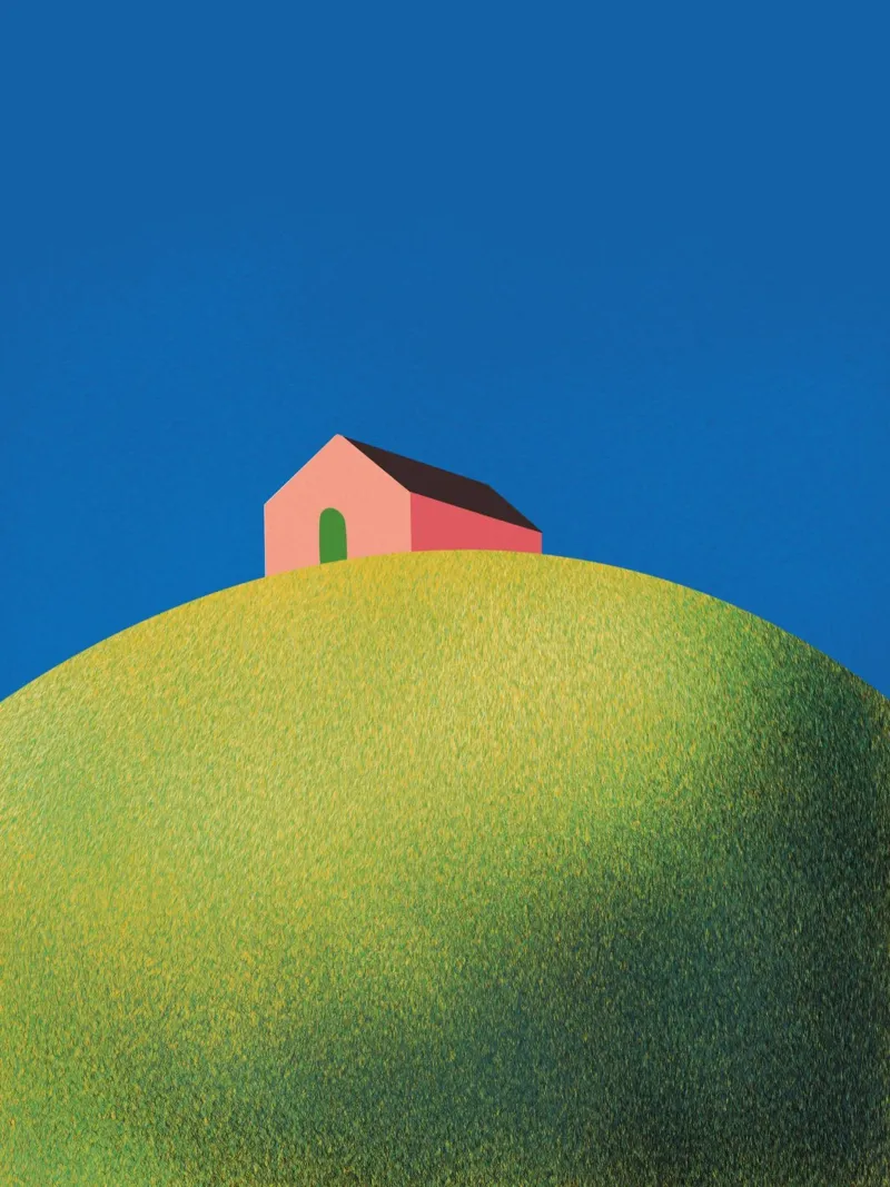 Fienile rosso sulla collina poster da Little Dean