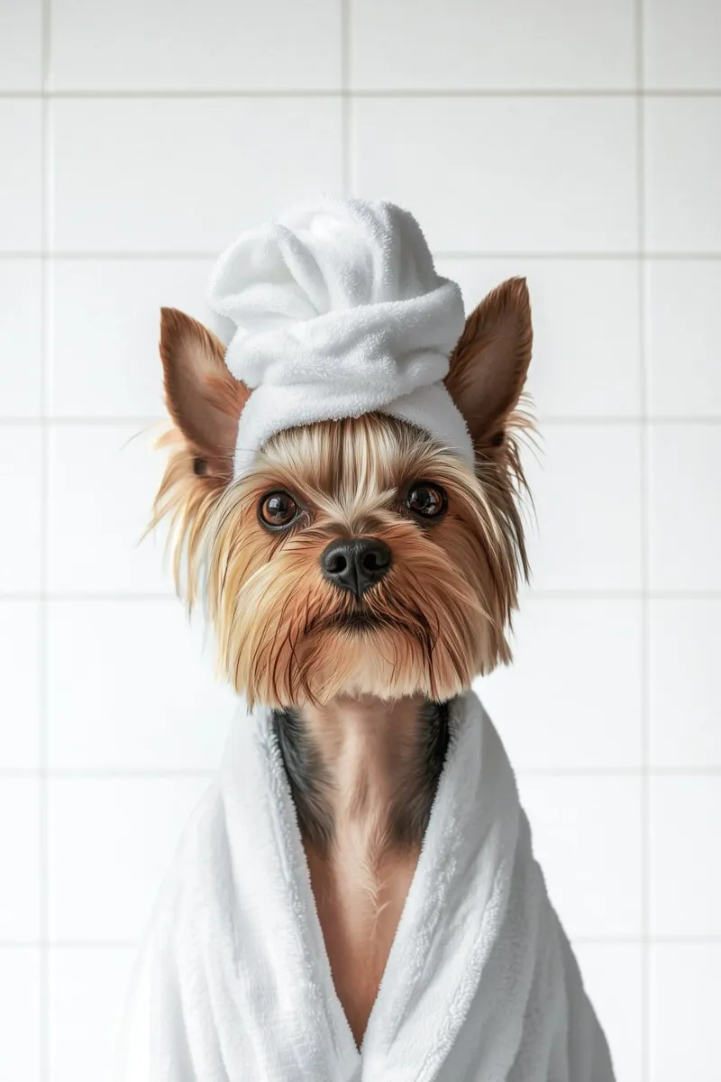 Benessere dello Yorkshire Terrier tela con Cornice a cassetta da Carinaprint