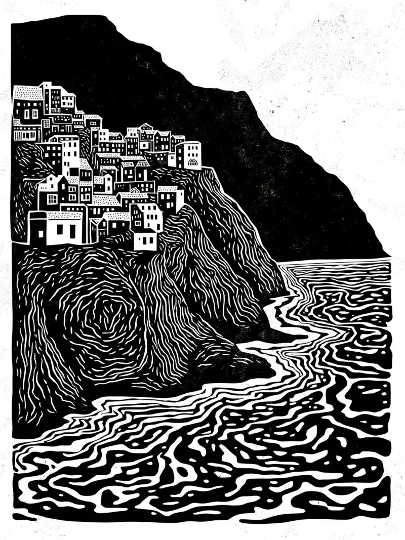 Echoes of the Coast poster con telaio in plastica da Indigo Rain
