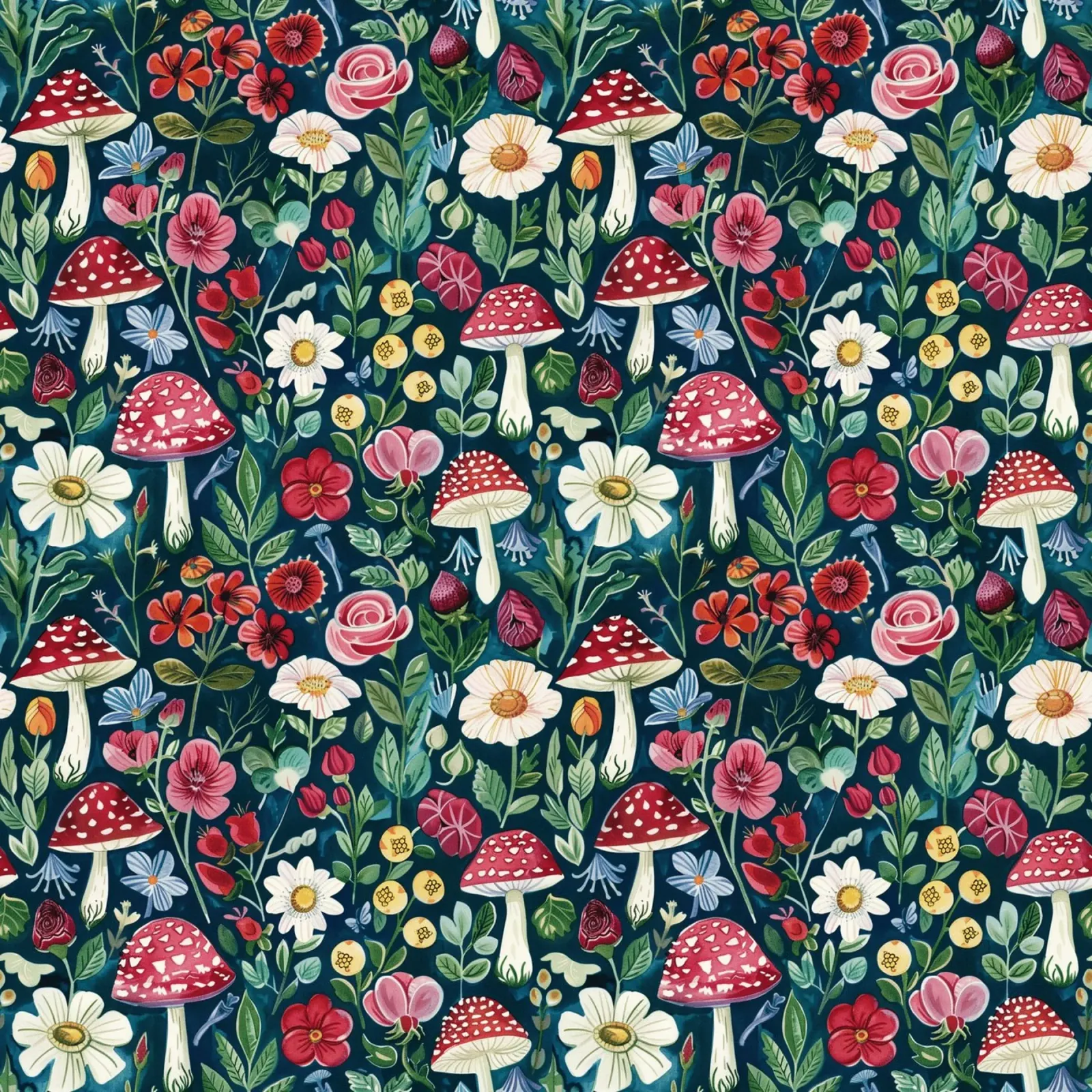 Whimsical Mushroom Garden poster con telaio in legno da Sunflower Soul Studio