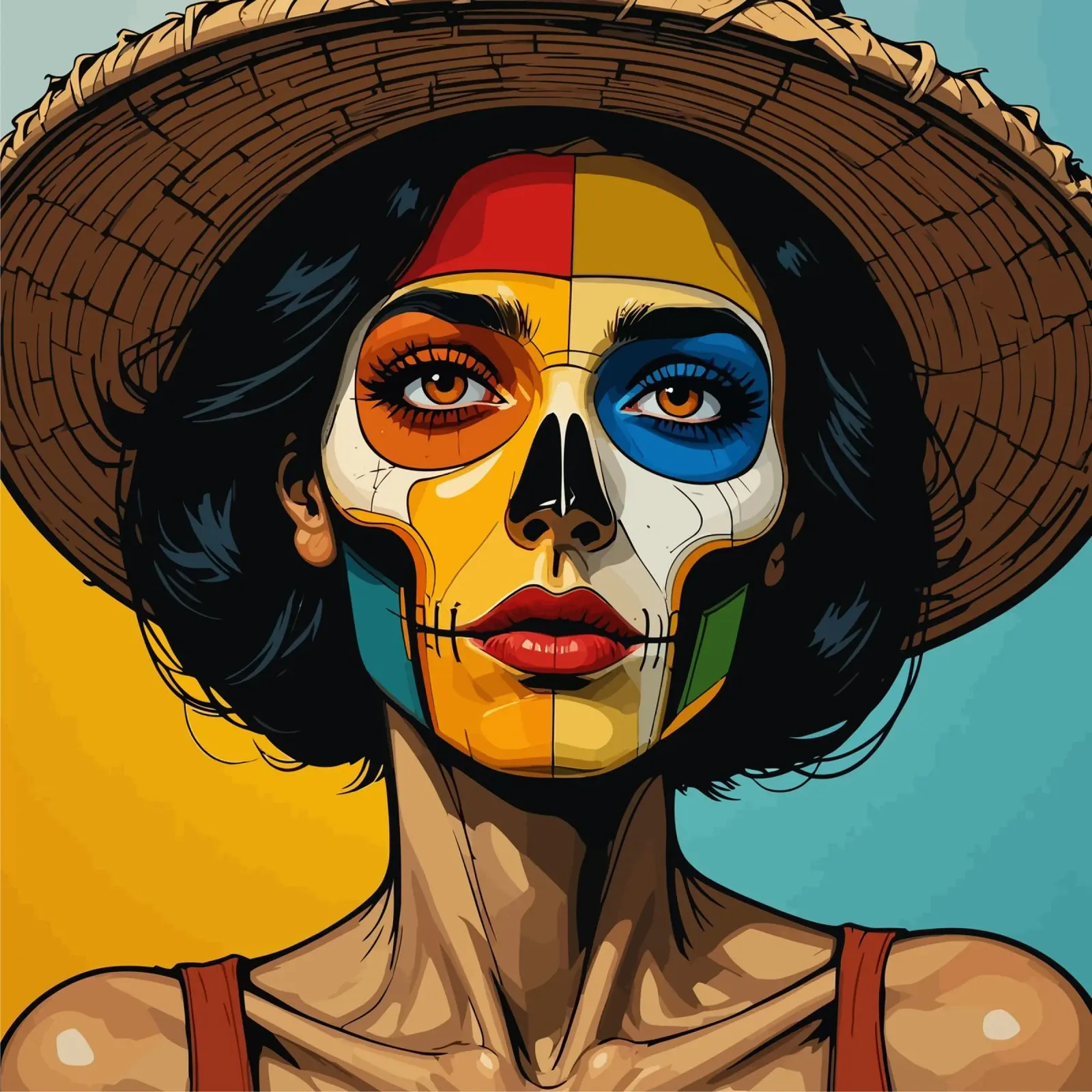 Farbige Day of the Dead poster with plastic frame by Mohs
