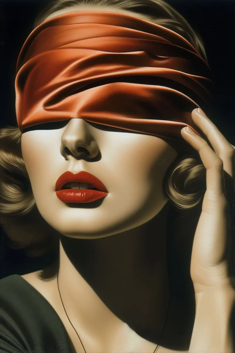 The red blindfold canvas with Floater frame by Carinaprint