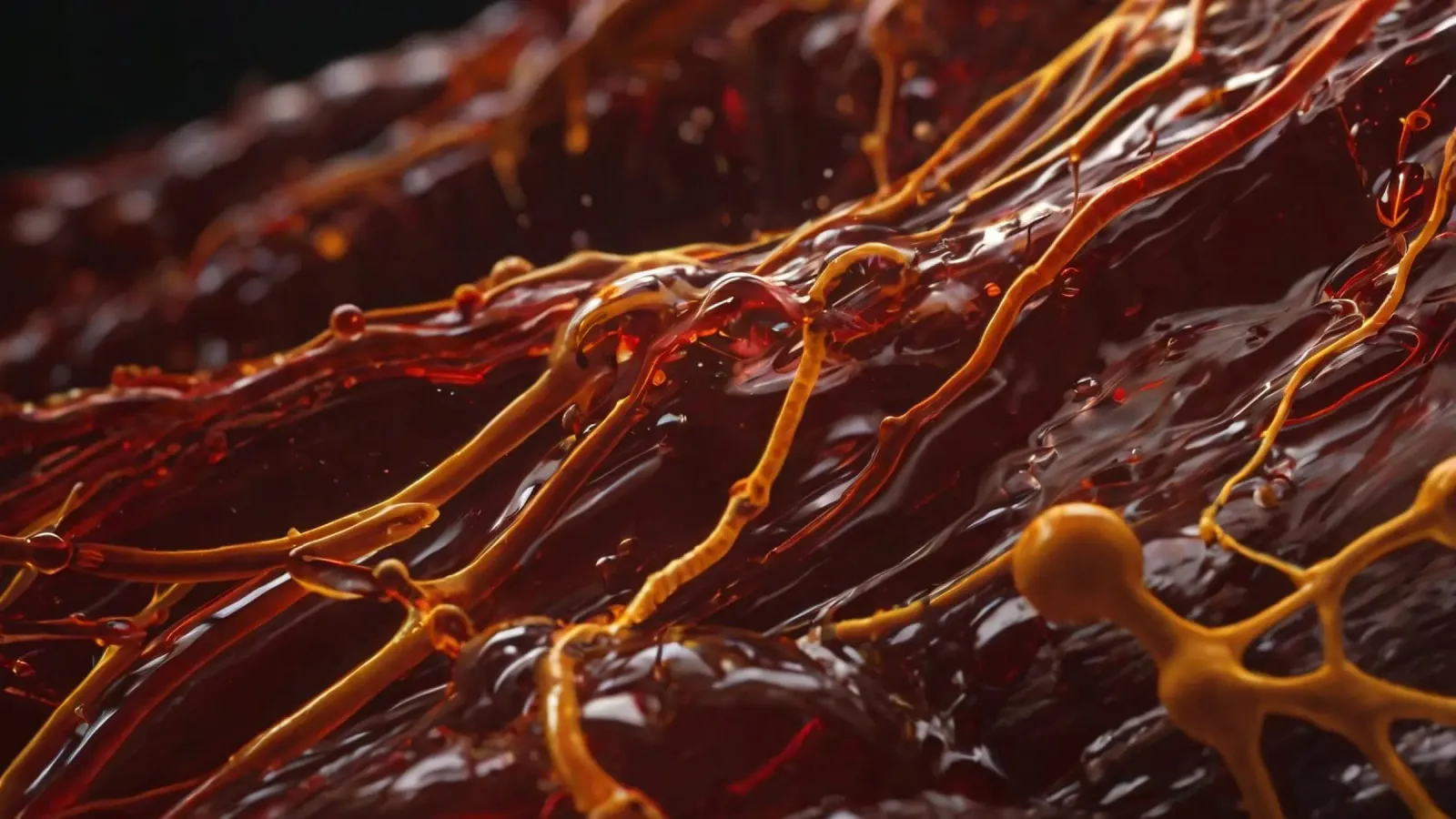 Fluid dynamics captured in orange and red layers canvas by DesignDoodle