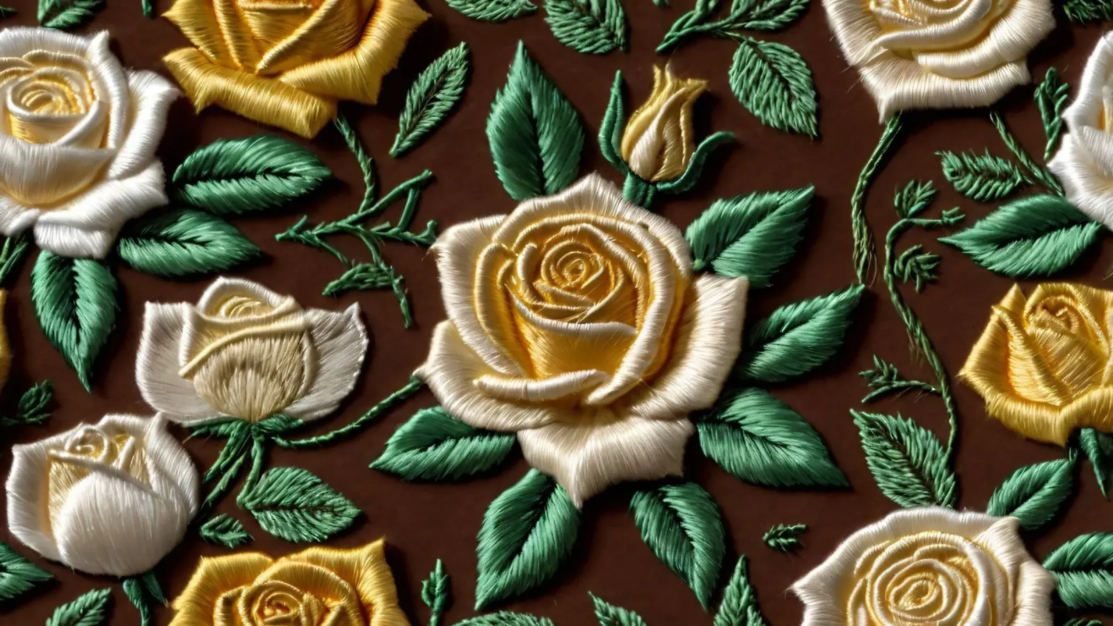 Rose ricamate di ottima fattura su un tessuto marrone pellicola backlit da DesignDoodle