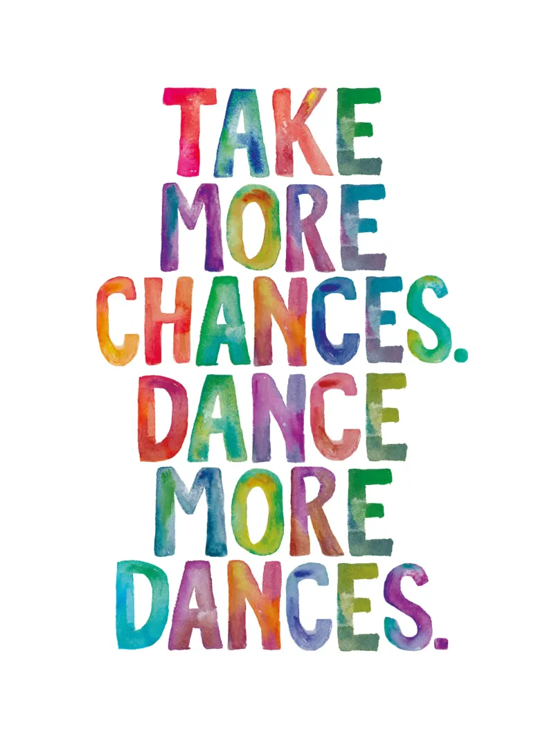 Neem meer kansen Dans meer dansen Regenboog aquarellen canvas van THE MOTIVATED TYPE
