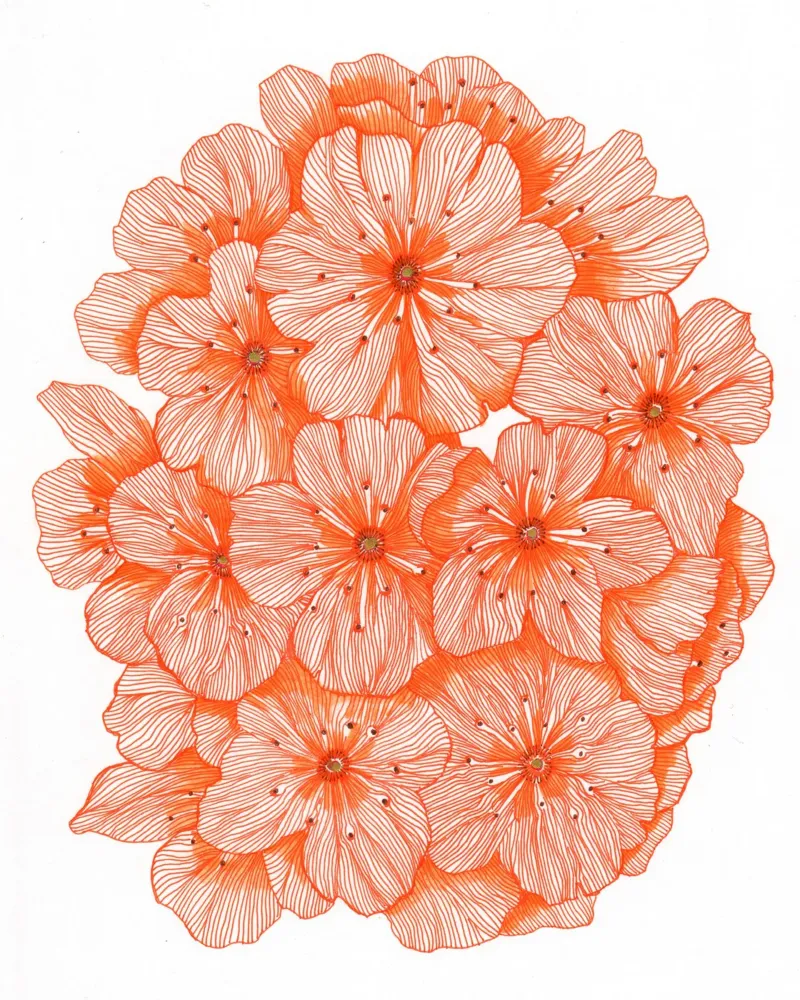 Grote oranje bloemen poster van Katie O'Shea