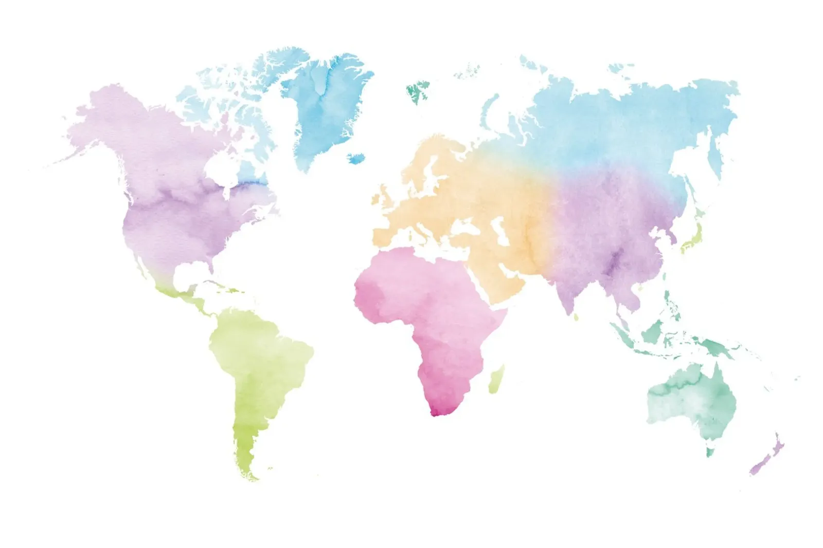 Mappa del mondo ad acquerello - colori vivaci pellicola backlit da NouveauPrints