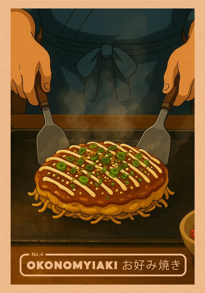 Okonomiyaki im Anime-Stil - Japanische Lebensmittelserie Nr. 4 Backlit Folie von japanfox