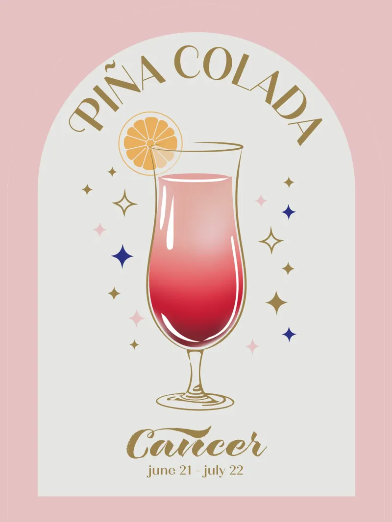 Segno zodiacale del cocktail Piña Colada poster da cafelab