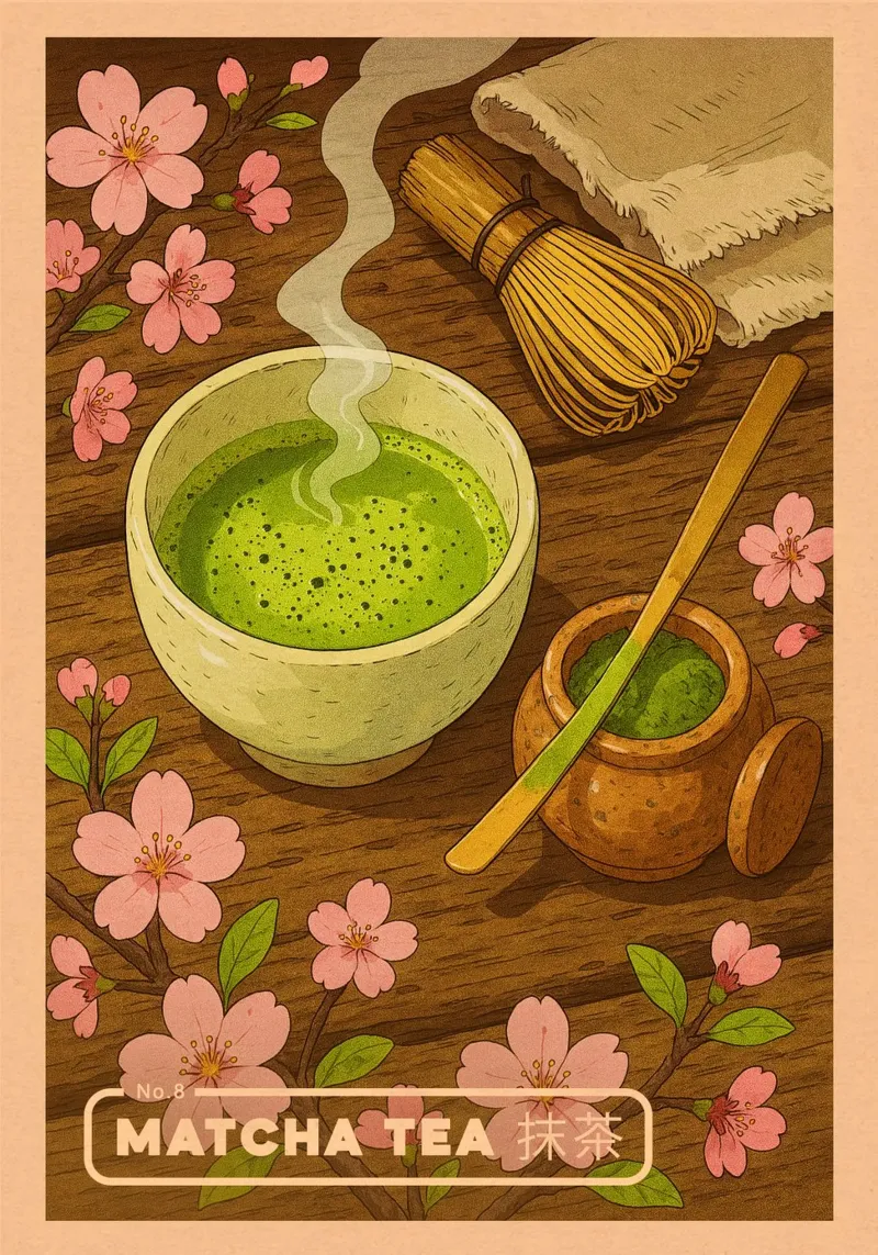 Anime-style Matcha tea - Japanese food series No. 8 hahnemühle by japanfox