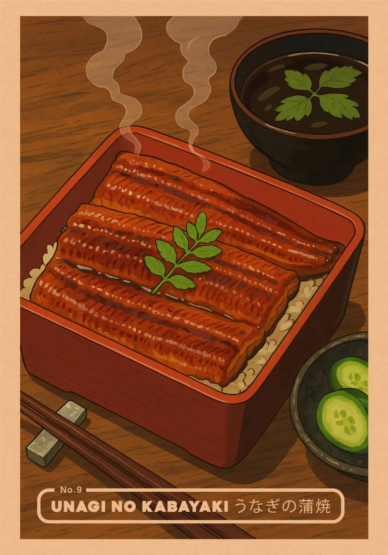 Anime-style Eels with rice - Japanese food series No. 9 pellicola backlit da japanfox